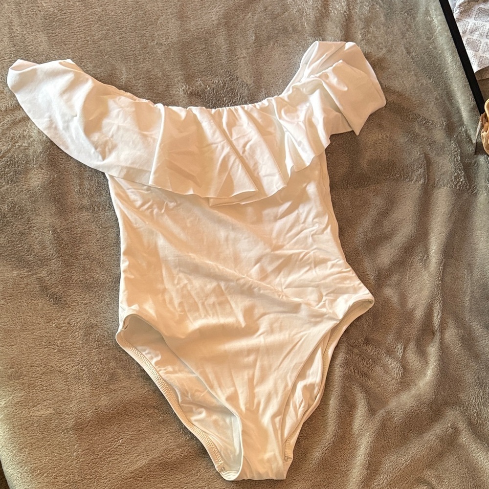 Trina Turk White Ruffled Kids Bodysuit